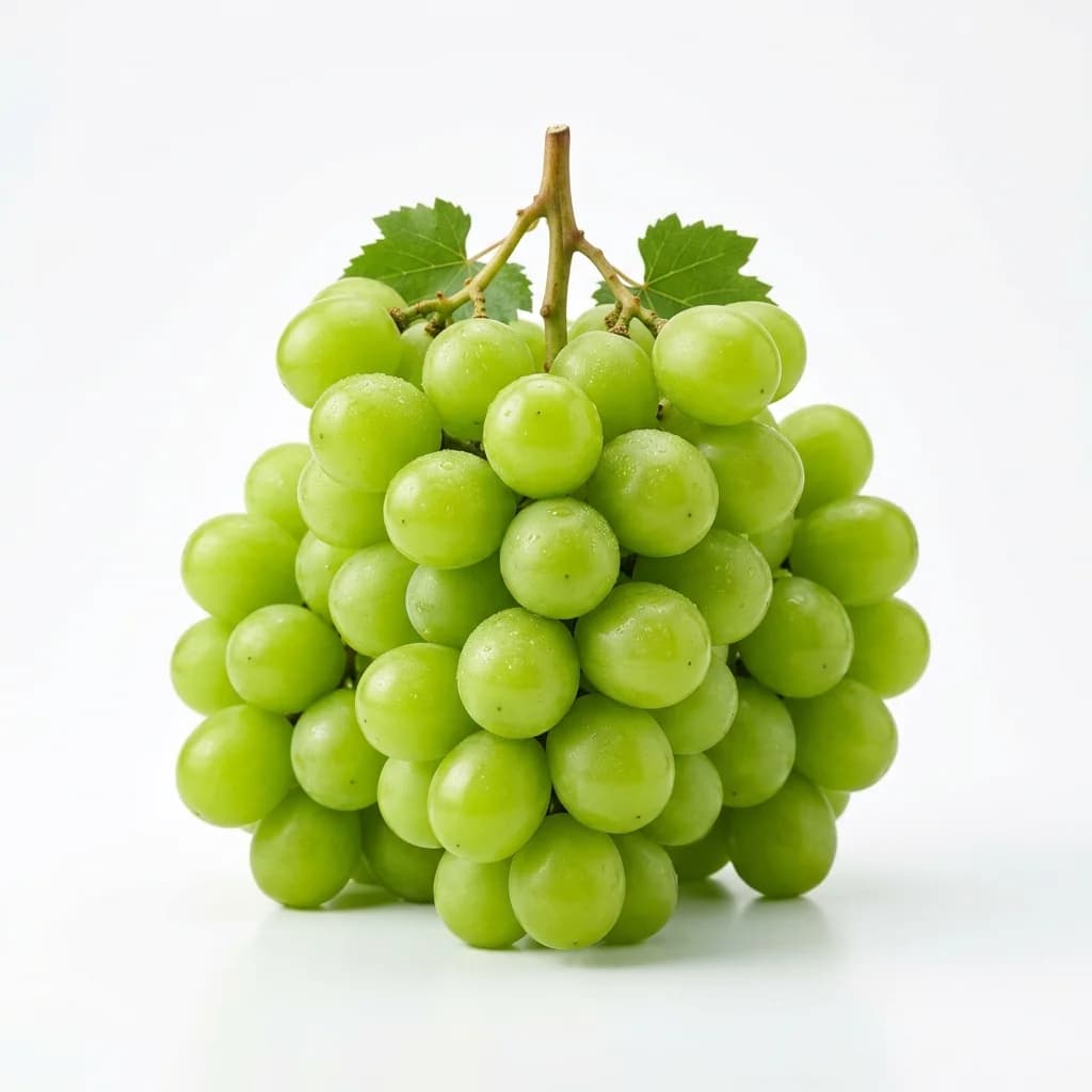 A bunch of green Shine Muscat grapes