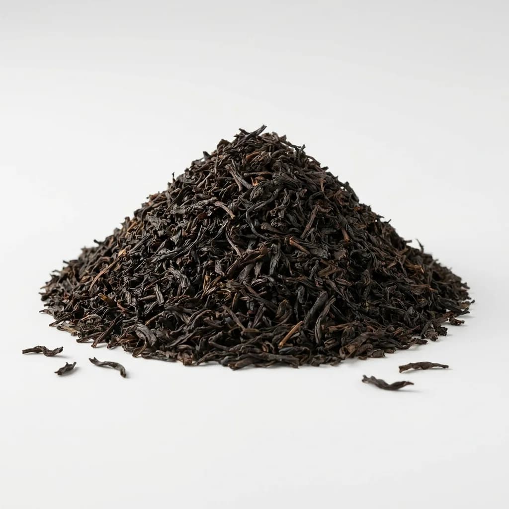 A heap of dark loose black tea
